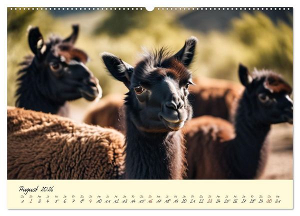 Produktbild: Alpakas, die sanften Andenbewohner (hochwertiger Premium Wandkalender 2026 DIN A2 quer), Kunstdruck in Hochglanz
