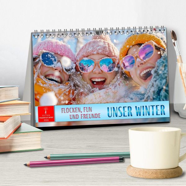 Produktbild: Unser Winter - Flocken, Fun und Freunde (Tischkalender 2026 DIN A5 quer), CALVENDO Monatskalender