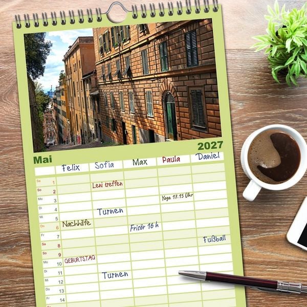 Produktbild: Familienplaner 2027 - Die zeitlose Sch&ouml;nheit von Genua mit 5 Spalten (Wandkalender, 21 x 45 cm) CALVENDO