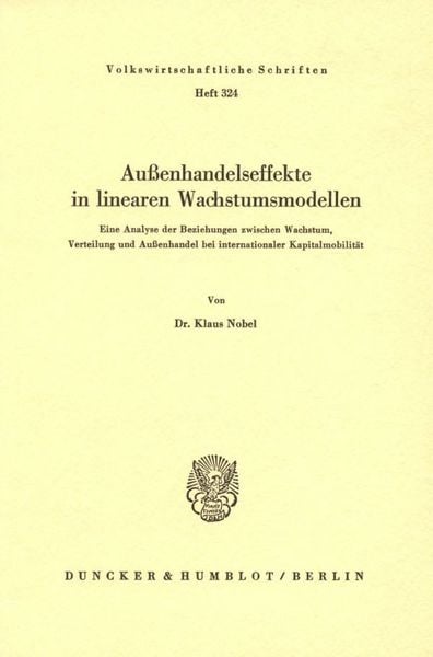 Produktbild: Au&szlig;enhandelseffekte in linearen Wachstumsmodellen.