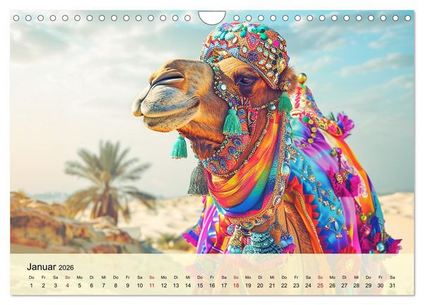 Produktbild: Modische Kamele in der W&uuml;ste. Extravagante Highlights (Wandkalender 2026 DIN A4 quer), CALVENDO Monatskalender
