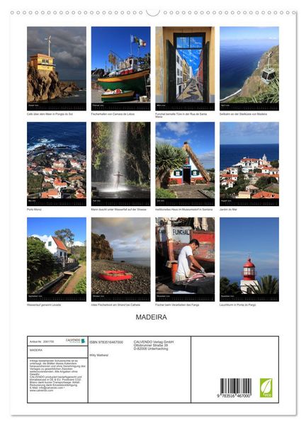 Produktbild: MADEIRA (hochwertiger Premium Wandkalender 2026 DIN A2 hoch), Kunstdruck in Hochglanz