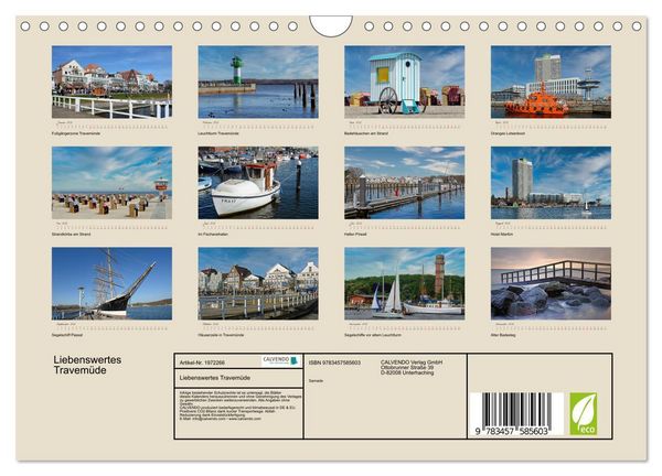 Produktbild: Liebenswertes Travem&uuml;de (Wandkalender 2026 DIN A4 quer), CALVENDO Monatskalender