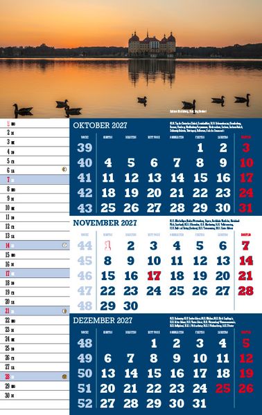 Produktbild: Drei-Monatskalender Sachsen 2027