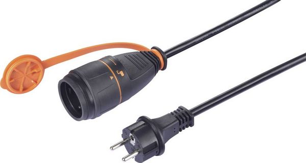 Produktbild: Sygonix SY-6746418 Strom Verl&auml;ngerungskabel Schwarz, Orange 5 m H07BQ-F 3G 1,5 mm&sup2; Spiralkabel, verriegelbar, witterungsbest&auml;ndig