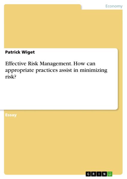 Produktbild: Effective Risk Management. How can appropriate practices assist in minimizing risk?
