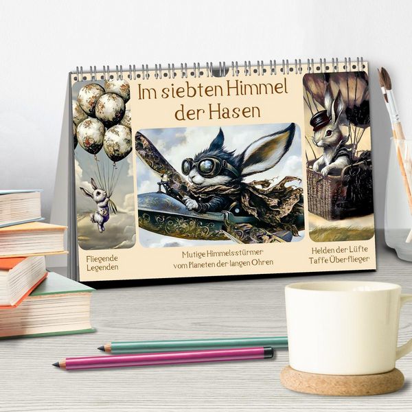 Produktbild: Im siebten Himmel der Hasen (Tischkalender 2026 DIN A5 quer), CALVENDO Monatskalender