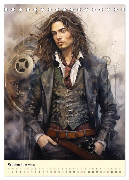 Produktbild: Steampunk Boys. Verwegene M&auml;nnlichkeit (Tischkalender 2026 DIN A5 hoch), CALVENDO Monatskalender
