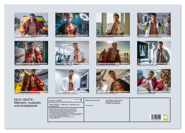 Produktbild: SEXY &Auml;RZTE - M&auml;nnlich, muskul&ouml;s und einsatzbereit (Wandkalender 2026 DIN A2 quer), CALVENDO Monatskalender