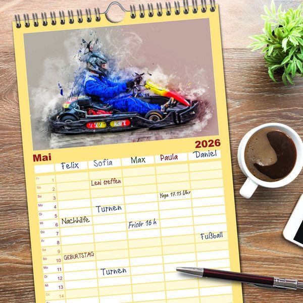 Produktbild: Familienplaner 2026 - GoKart - extrem cool mit 5 Spalten (Wandkalender, 21 x 45 cm) CALVENDO