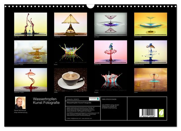 Produktbild: Wassertropfen Kunst Fotografie (Wandkalender 2026 DIN A3 quer), CALVENDO Monatskalender