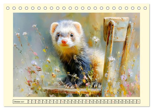 Produktbild: Frettchen. Kleine Wusel im Cottage-Garten (Tischkalender 2027 DIN A5 quer), CALVENDO Monatskalender