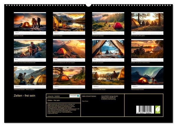 Produktbild: Zelten - frei sein (hochwertiger Premium Wandkalender 2026 DIN A2 quer), Kunstdruck in Hochglanz