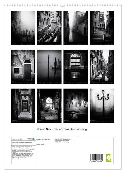 Produktbild: Venice Noir - Das etwas andere Venedig (hochwertiger Premium Wandkalender 2026 DIN A2 hoch), Kunstdruck in Hochglanz