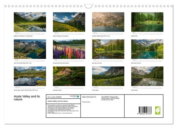 Produktbild: Aosta Valley and its nature (Wall Calendar 2026 DIN A3 landscape), CALVENDO 12 Month Wall Calendar