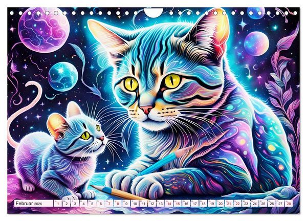 Produktbild: Katzen Schnurrige K&uuml;nstler (Wandkalender 2026 DIN A4 quer), CALVENDO Monatskalender