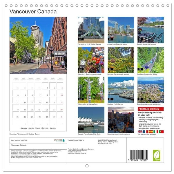 Produktbild: Vancouver Canada (Wall Calendar 2027 12 &times; 12 Inch) CALVENDO 12 Month Wall Calendar