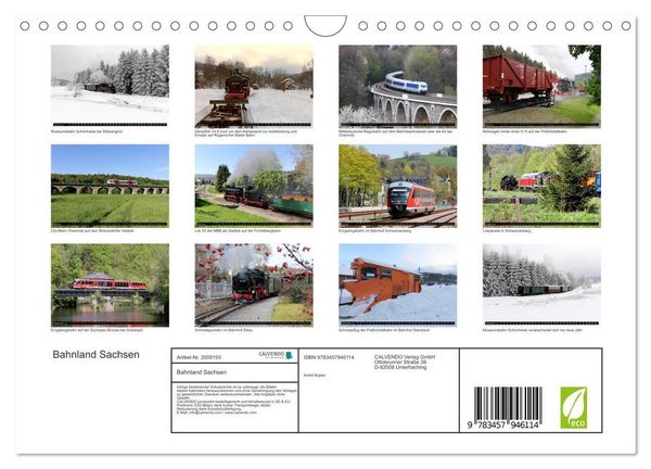 Produktbild: Bahnland Sachsen (Wandkalender 2026 DIN A4 quer), CALVENDO Monatskalender