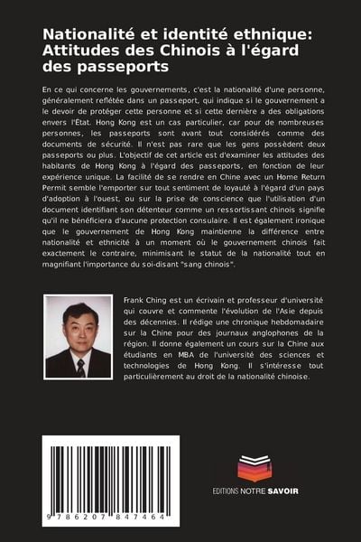 Produktbild: Nationalit&eacute; et identit&eacute; ethnique: Attitudes des Chinois &agrave; l'&eacute;gard des passeports