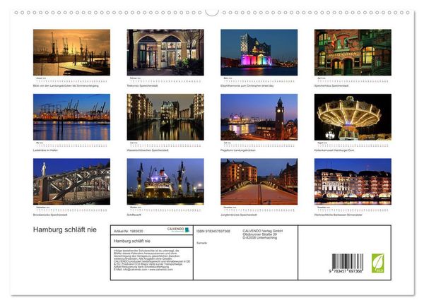 Produktbild: Hamburg schl&auml;ft nie (hochwertiger Premium Wandkalender 2026 DIN A2 quer), Kunstdruck in Hochglanz