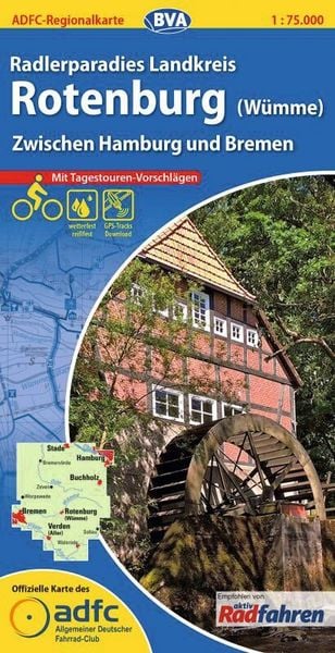 Produktbild: BVA ADFC Regionalkarte Radlerparadies Landkreis Rotenburg (W&uuml;mme) 1:75.000