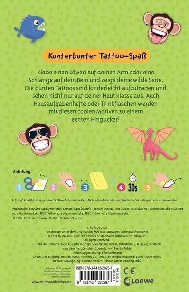 Produktbild: Meine sch&ouml;nsten Kindertattoos - Wilde Tiere