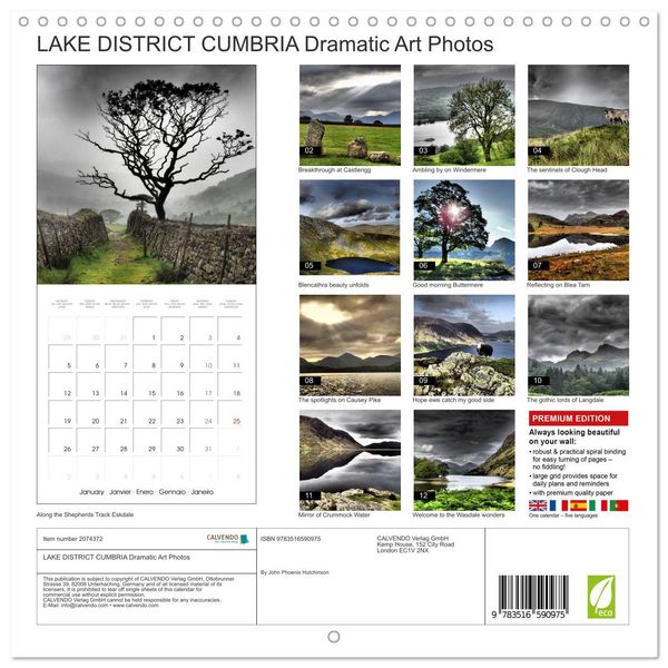 Produktbild: LAKE DISTRICT CUMBRIA Dramatic Art Photos (Wall Calendar 2026 12 &times; 12 Inch) CALVENDO 12 Month Wall Calendar