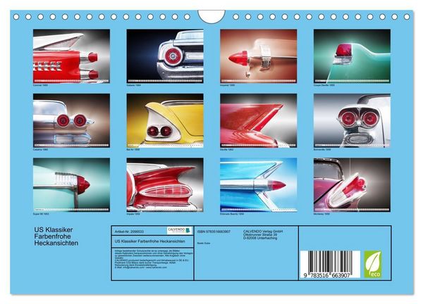 Produktbild: US Klassiker Farbenfrohe Heckansichten (Wandkalender 2026 DIN A4 quer), CALVENDO Monatskalender
