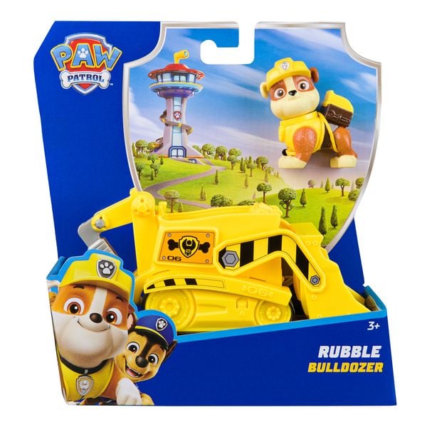 Produktbild: PAW Patrol - Rubble-Figur mit Bulldozer-Baufahrzeug, stabiles Basis-Fahrzeug (2025), authentisches Spielzeug zur Serie f&uuml;r Kinder ab 3 Jahren
