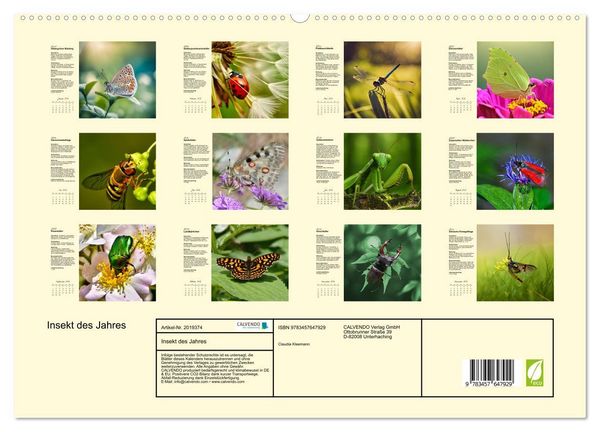 Produktbild: Insekt des Jahres (hochwertiger Premium Wandkalender 2026 DIN A2 quer), Kunstdruck in Hochglanz