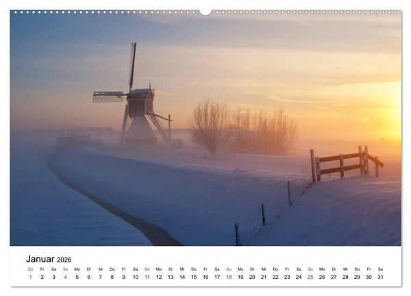 Produktbild: DIE SCH&Ouml;NSTEN WINDM&Uuml;HLEN IN HOLLAND 2026 (hochwertiger Premium Wandkalender 2026 DIN A2 quer), Kunstdruck in Hochglanz
