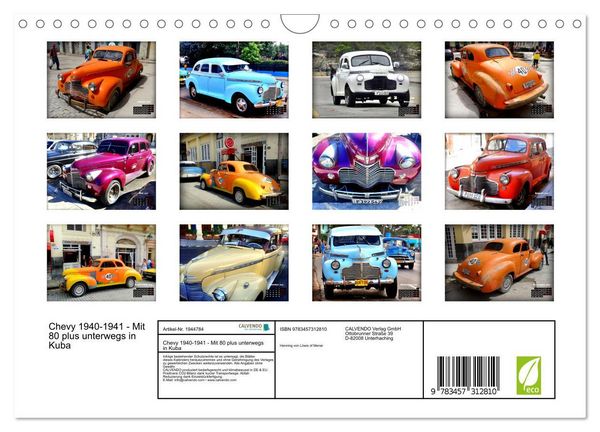 Produktbild: Chevy 1940-1941 - Mit 80 plus unterwegs in Kuba (Wandkalender 2026 DIN A4 quer), CALVENDO Monatskalender