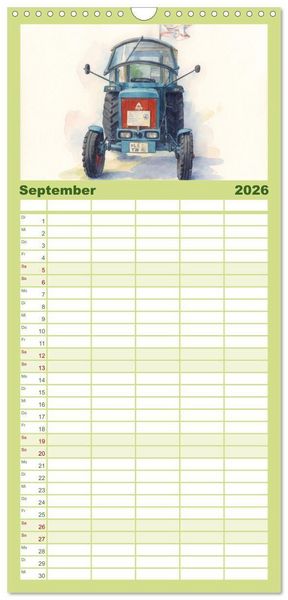 Produktbild: Familienplaner 2026 - Alte Schlepper in neuem Glanz mit 5 Spalten (Wandkalender, 21 x 45 cm) CALVENDO