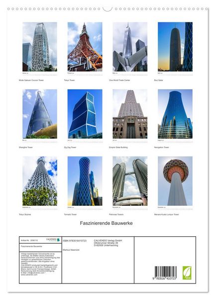 Produktbild: Faszinierende Bauwerke (hochwertiger Premium Wandkalender 2026 DIN A2 hoch), Kunstdruck in Hochglanz
