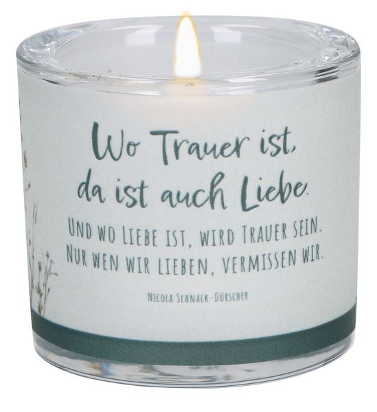 Produktbild: Glaswindlicht zur Trauer - Wo Trauer ist, da ist auch Liebe