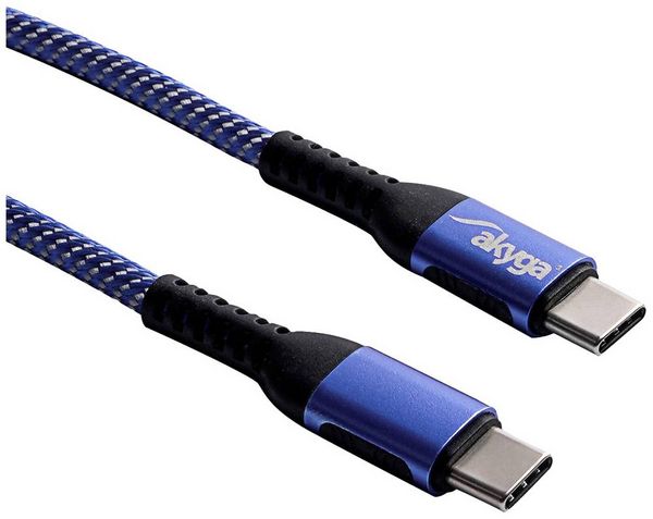 Produktbild: Akyga USB-Kabel USB-C&reg; Stecker, USB-C&reg; Stecker 1.00m Blau AK-USB-37