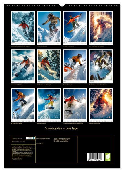 Produktbild: Snowboarden - coole Tage (hochwertiger Premium Wandkalender 2026 DIN A2 hoch), Kunstdruck in Hochglanz