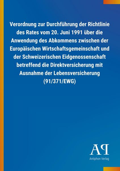 Produktbild: Verordnung zur Durchf&uuml;hrung der Richtlinie des Rates vom 20.