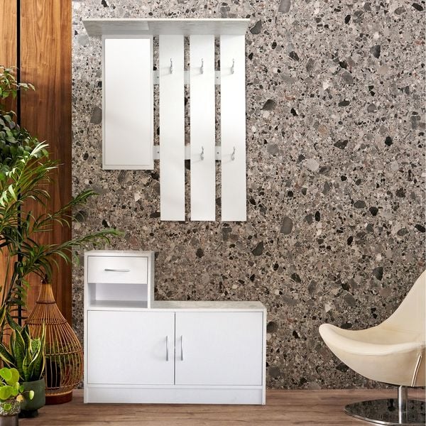 HTI-Living Garderobenpaneel mit Schuhschrank Thekla Weiß