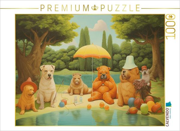 Produktbild: CALVENDO Puzzle Sechs Hunde verbringen den Tag am See | 1000 Teile Lege-Gr&ouml;&szlig;e 64x48cm Foto-Puzzle f&uuml;r gl&uuml;ckliche Stunden