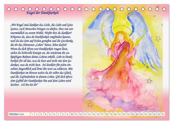 Produktbild: Engelbilder mit Botschaften f&uuml;r die Seele (Tischkalender 2026 DIN A5 quer), CALVENDO Monatskalender
