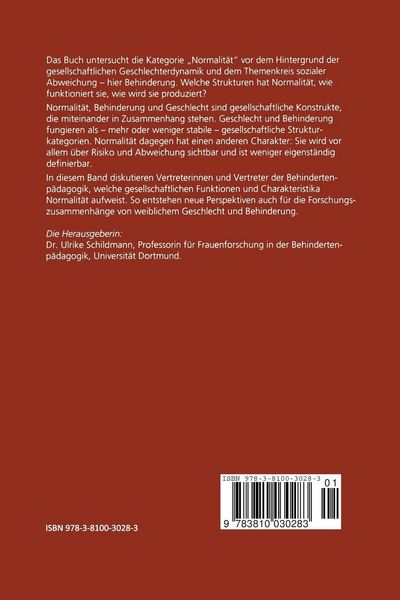 Produktbild: Normalit&auml;t, Behinderung und Geschlecht