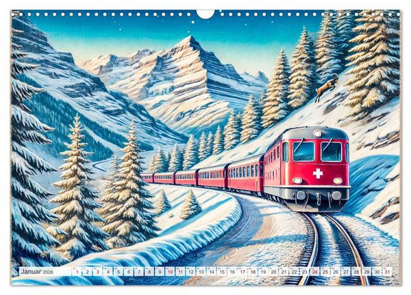 Produktbild: Faszination Eisenbahn - Lokomotiven und Landschaften der Welt (Wandkalender 2026 DIN A3 quer), CALVENDO Monatskalender