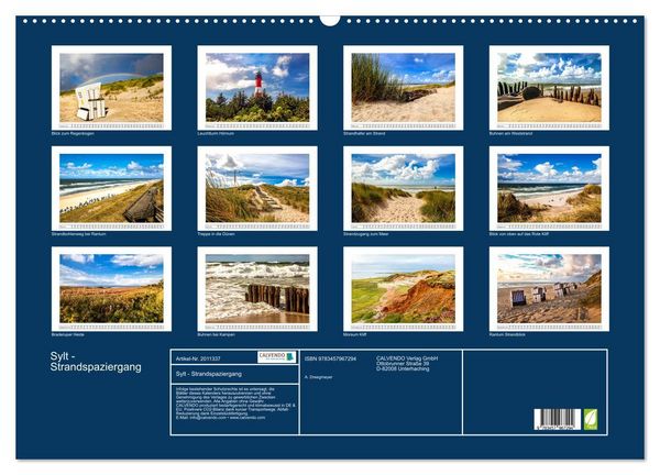 Produktbild: Sylt - Strandspaziergang (Wandkalender 2026 DIN A2 quer), CALVENDO Monatskalender