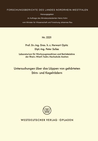 Produktbild: Untersuchungen &uuml;ber das L&auml;ppen von geh&auml;rteten Stirn- und Kegelr&auml;dern