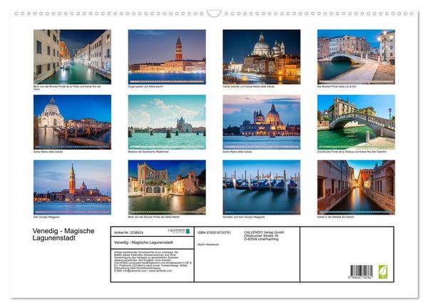 Produktbild: Venedig - Magische Lagunenstadt (Wandkalender 2026 DIN A2 quer), CALVENDO Monatskalender
