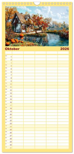 Produktbild: Familienplaner 2026 - Cottages am Wasser - Malerische R&uuml;ckzugsorte genie&szlig;en mit 5 Spalten (Wandkalender, 21 x 45 cm) CALVENDO