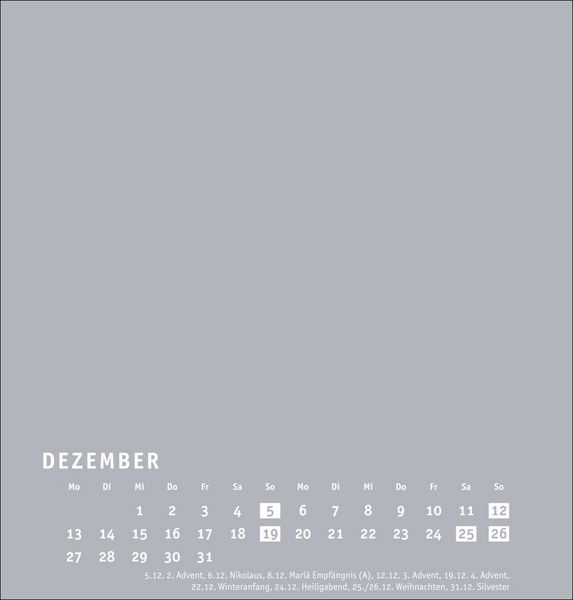 Produktbild: Premium-Bastelkalender silbergrau mittel 2027