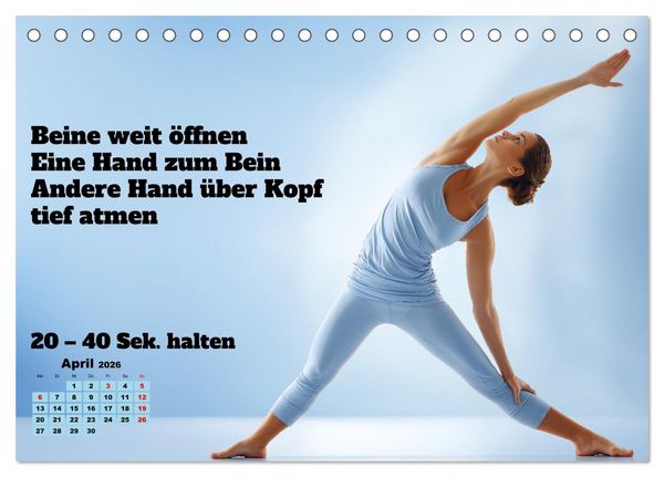 Produktbild: Yoga Kalender - &Uuml;bungen und Meditation f&uuml;r jeden Monat (Tischkalender 2026 DIN A5 quer), CALVENDO Monatskalender