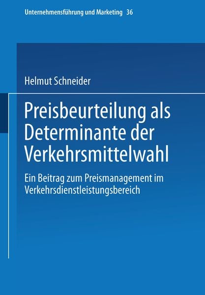 Produktbild: Preisbeurteilung als Determinante der Verkehrsmittelwahl